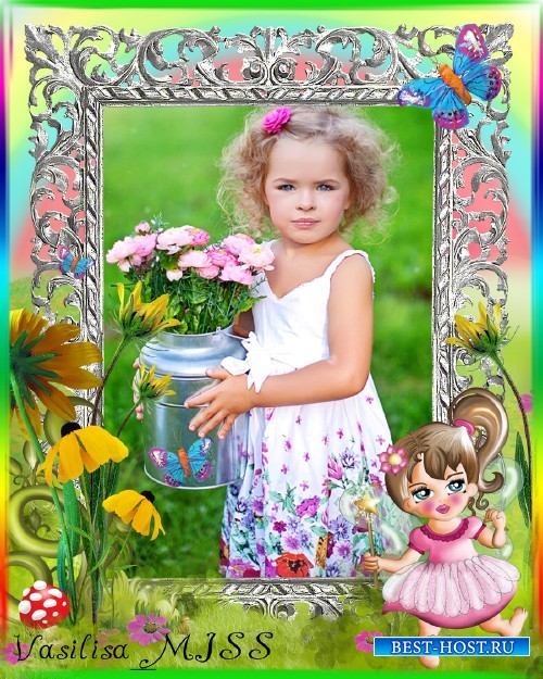 Детская фоторамка для девочки с подсолнухами, бабочками и феей - Маленькая  ...