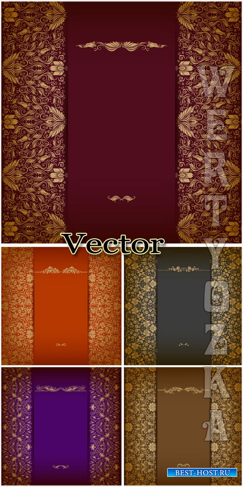 Векторные фоны с золотым декором / Vector Background with golden decor