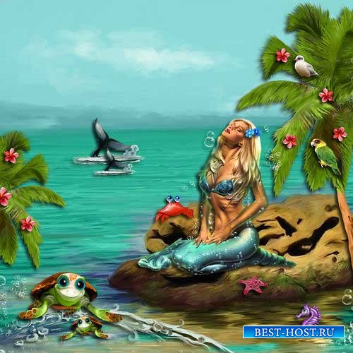 Яркий морской скрап-комплект - Приключения на берегу моря