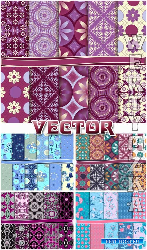 Цветочные текстуры / Floral texture, backgrounds with patterns - vector clipart