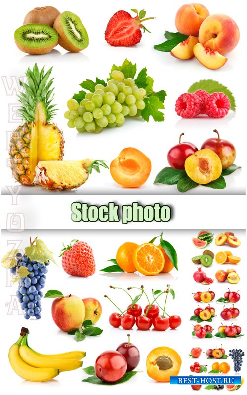 Фрукты, ягоды / Fruits, berries - Raster clipart