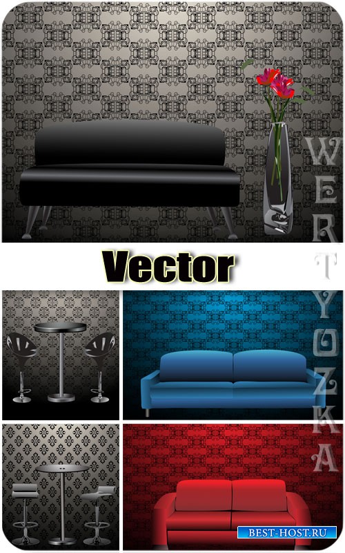 Диваны, столы и стулья / Sofas, tables and chairs - vector