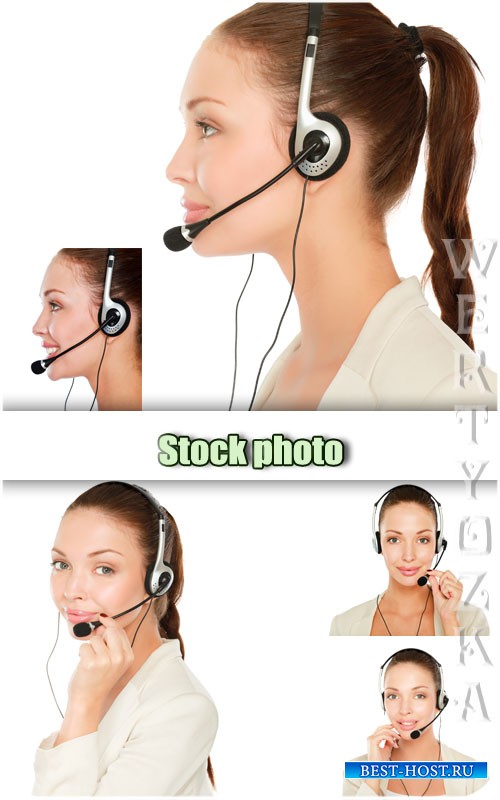 Девушка оператор call-центра / Girl operator call-center - Raster clipart