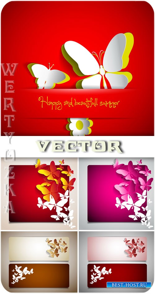 Баннеры с бабочками / Banners with butterflies - vector clipart