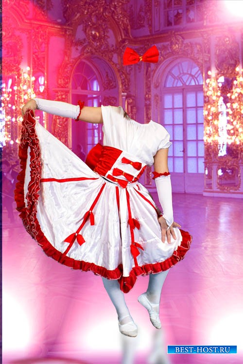 Женский Шаблон для фотошопа - Балерина с красным бантиком