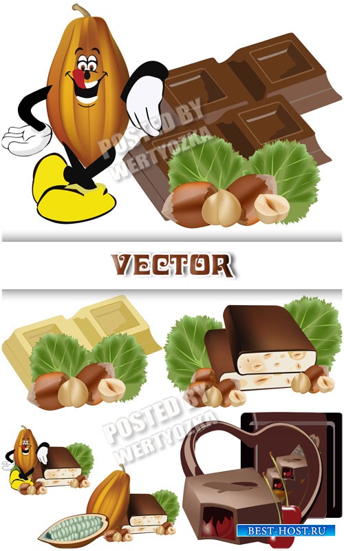 Шоколад с орехами, сладости /  Chocolate with nuts, sweets - vector