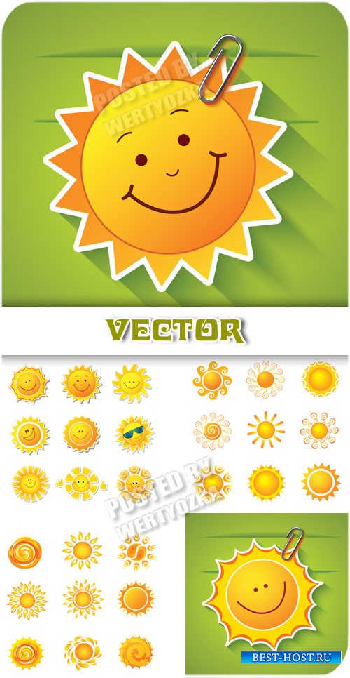 Солнышко / Sun, background with the sun - vector clipart