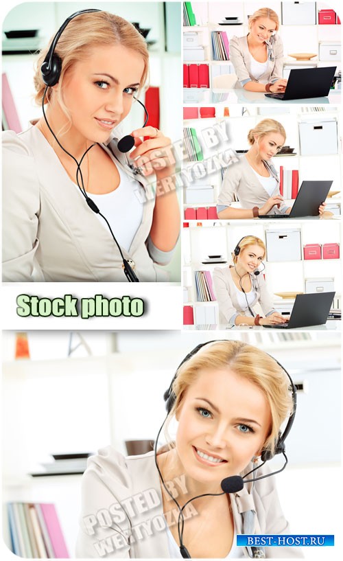 Девушка с ноутбуком, оператор / Girl with the laptop, the operator - Raster clipart