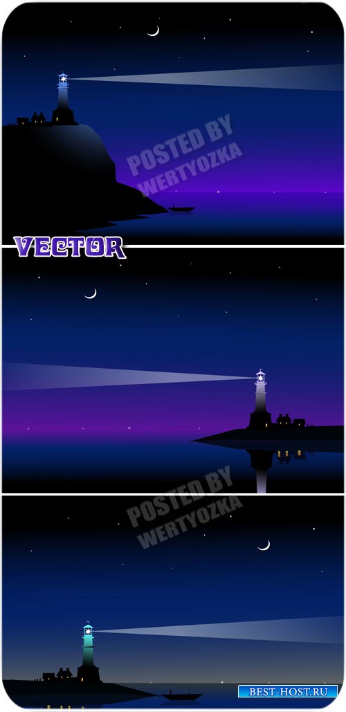 Маяк и море / Lighthouse and sea - stock vector