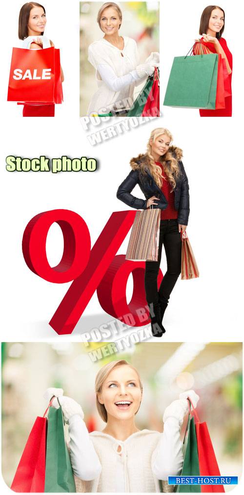 Распродажа, девушки с покупками / Sale, girls with shopping - stock photos