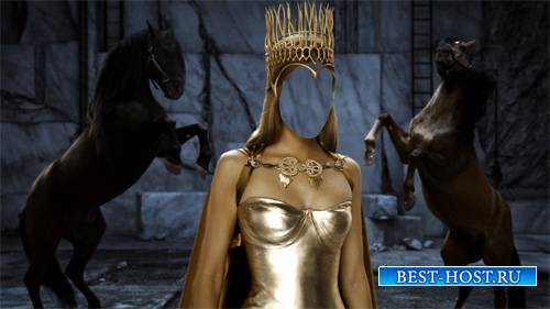 Шаблон для девушек - Королева в короне и лошади