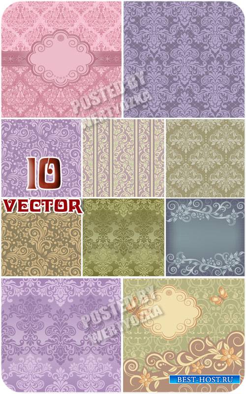 Коллекция векторных фонов с цветочным узором, узоры и орнаменты / Collection of vector backgrounds