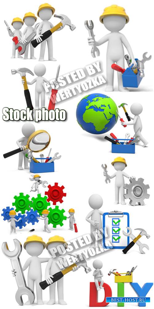 3D people with tools - stock photos