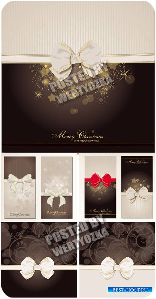Новогодние фоны с золотыми блестками и красивым узором / Christmas background  - stock vector