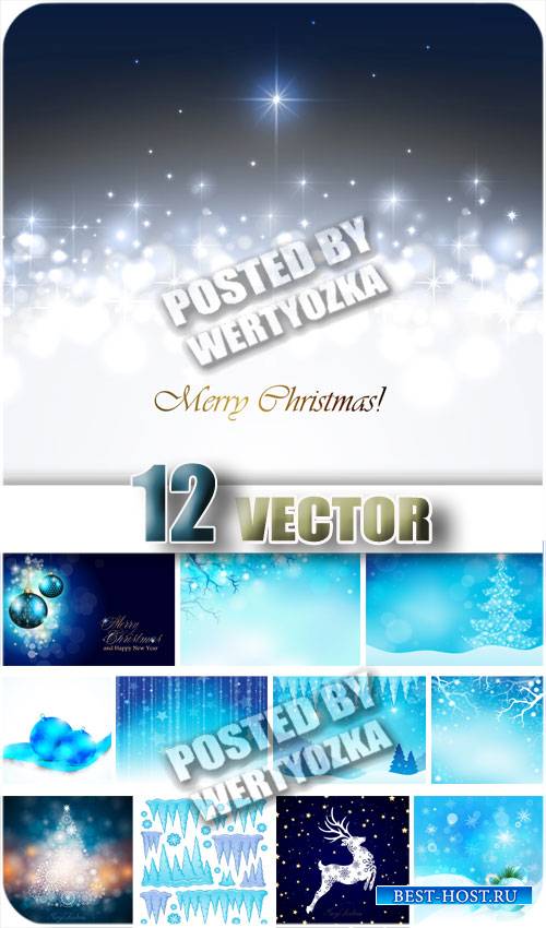 Новогодние фоны, елка, олень и новогодние игрушки / Christmas backgrounds - stock vector