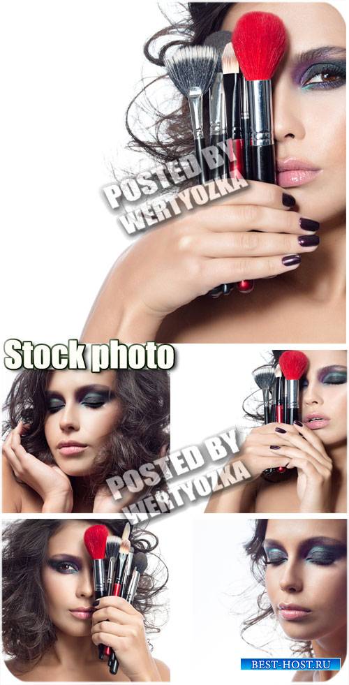 Девушка и профессиональный макияж / Girl and a professional makeup - stock  ...