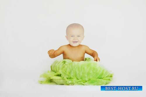 Шаблон для малышей - Малыш в капусте