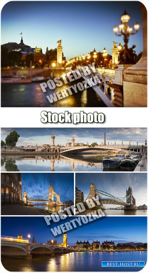 Мост в ночных огнях / Bridge in night lights - stock photos