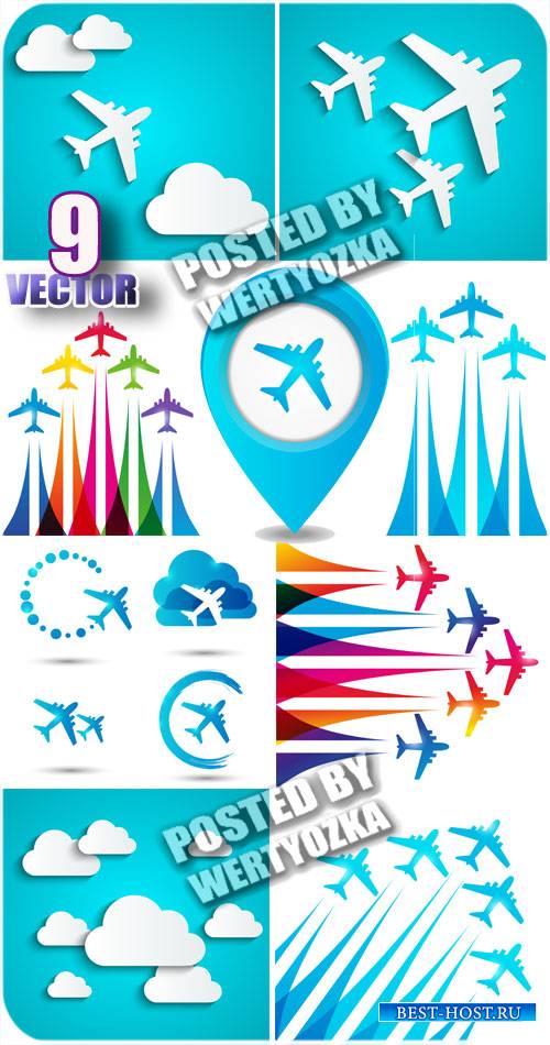 Самолеты и облака / Aircraft and clouds - Stock vector