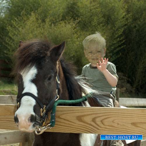Шаблон для photoshop - Ребёнок катается на пони