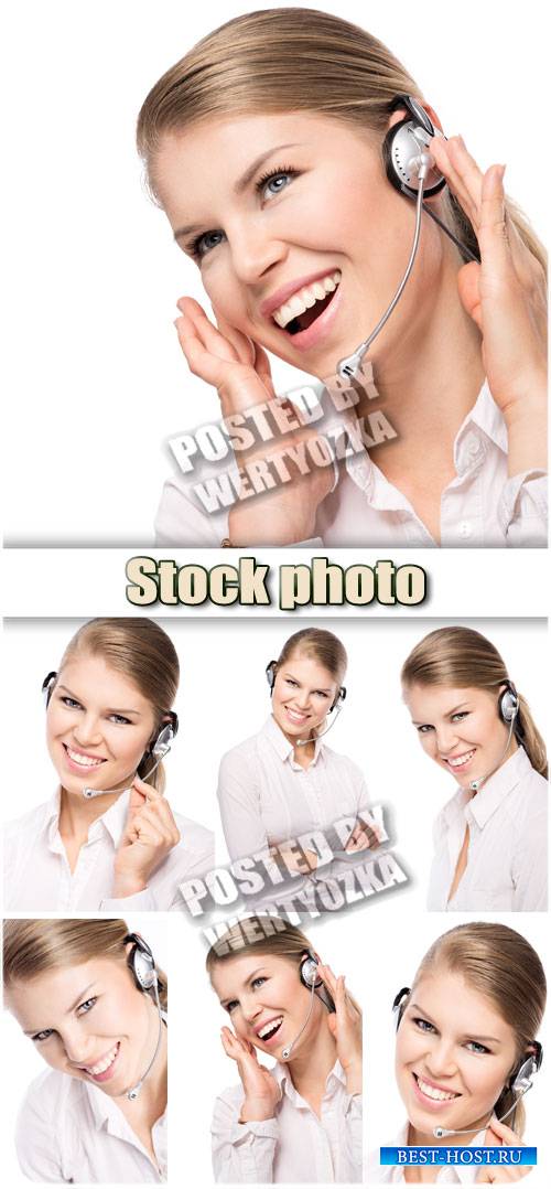 Девушка-оператор call-центра / Girl-operator call-center - stock photos