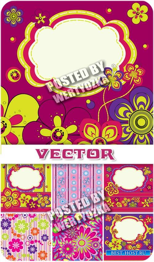 Фоны с разноцветными узорами и яркими цветочками / Backgrounds with colorfu ...