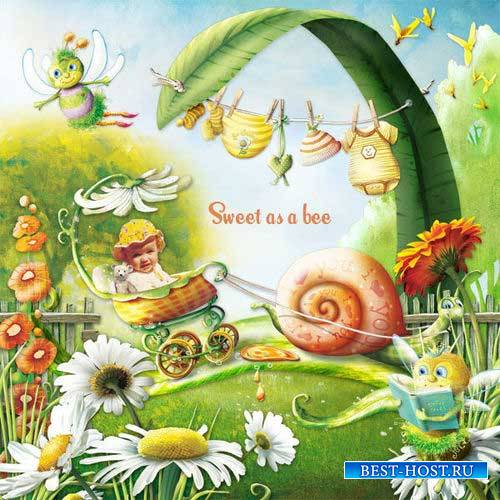 Детский сказочный скрап-комплект - Малышка пчёлка в саду