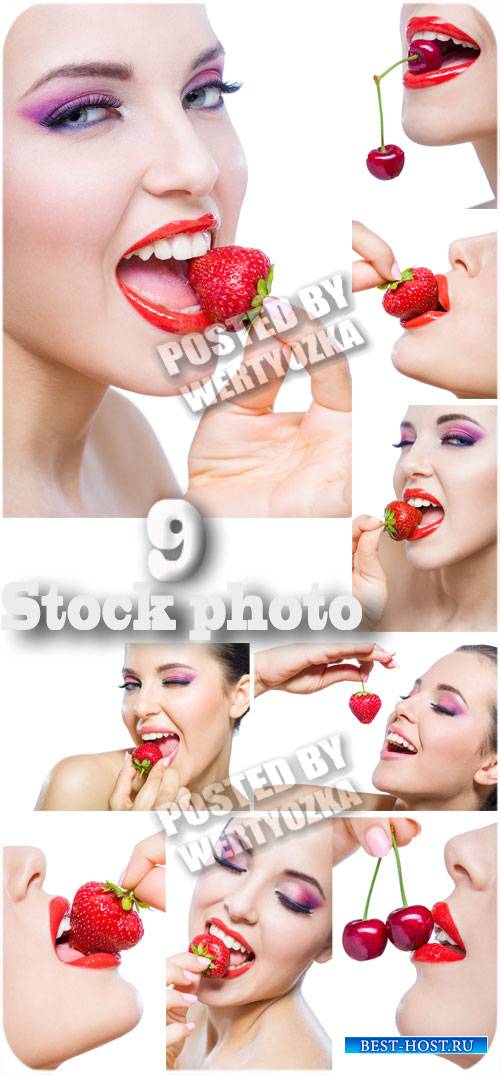 Девушка с клубничкой / Girl with strawberry - stock photos