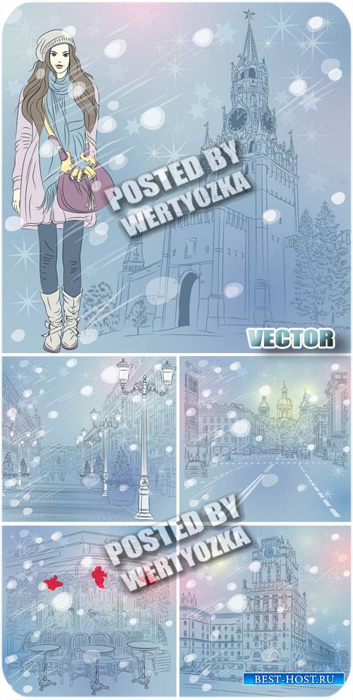 Зимний город / Winter city - vector stock
