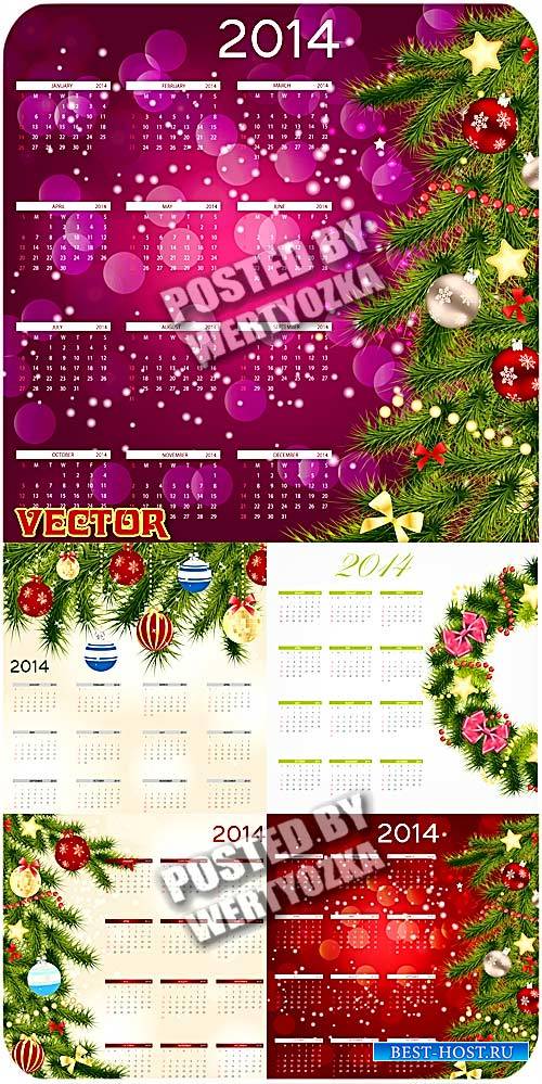 Новогодние календари 2014 с елочными украшениями / New Year calendar 2014 - ...