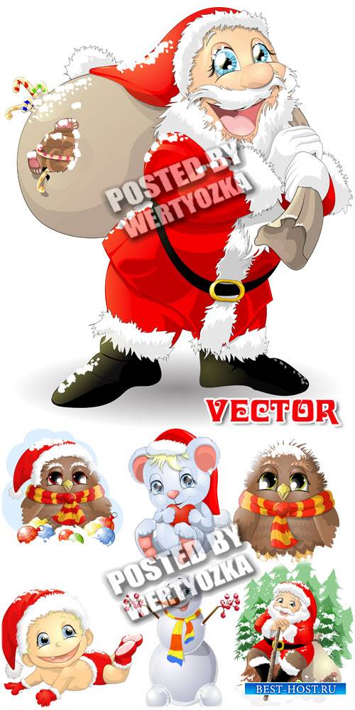 Санта клаус с подарками / Santa Claus with gifts - vector stock
