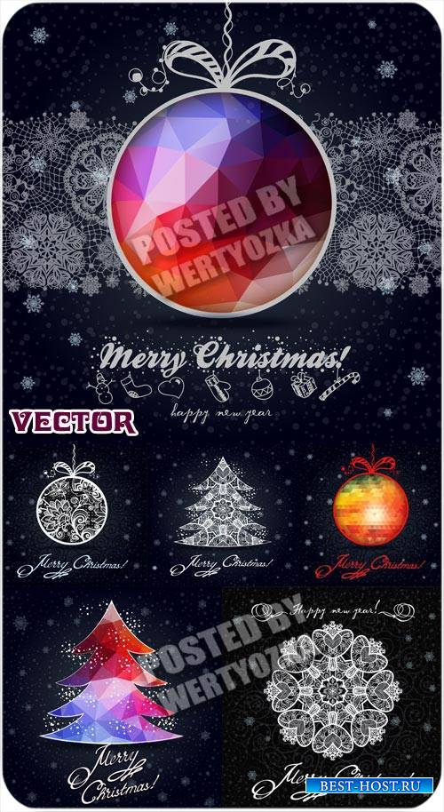 Рождественские векторные фоны с елочкой и снежинками