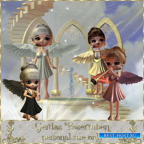 Детский 3D скрап-комплект - Кукольные ангелочки