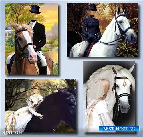 Женские шаблоны для фотошопа – Девушки на лошадях