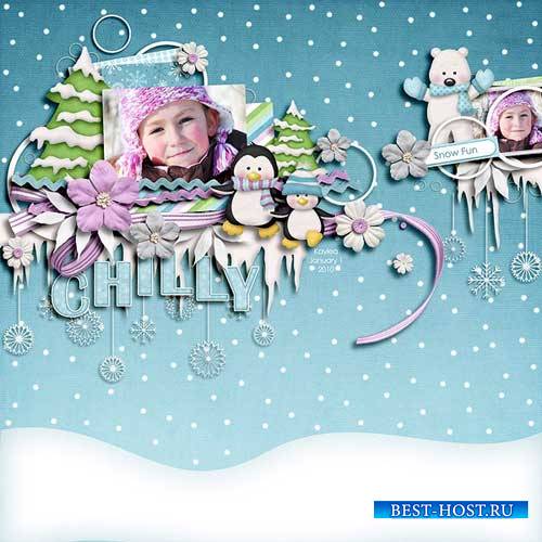 Зимний детский скрап-комплект - Снежные друзья