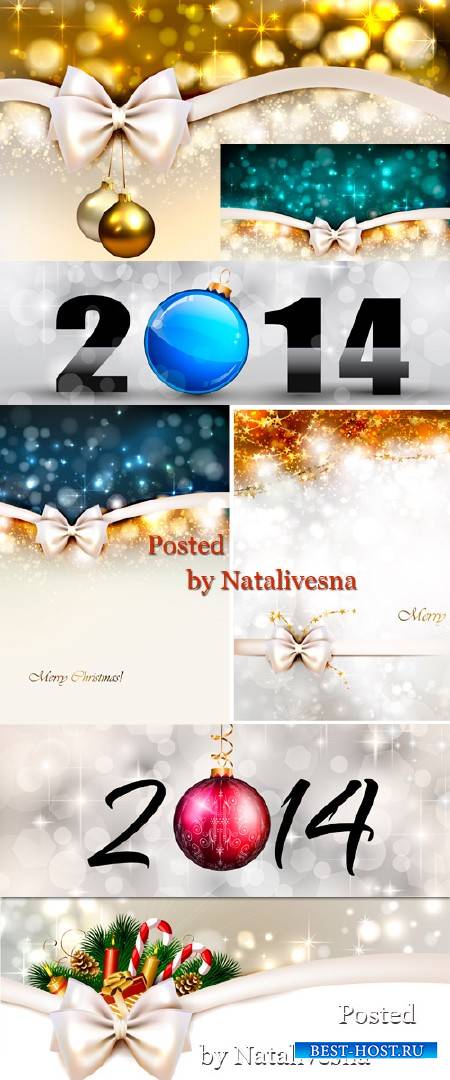Векторные новогодние фоны 2014 с бантами