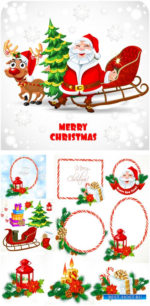 Санта клаус и рождественские композиции - сток вектор