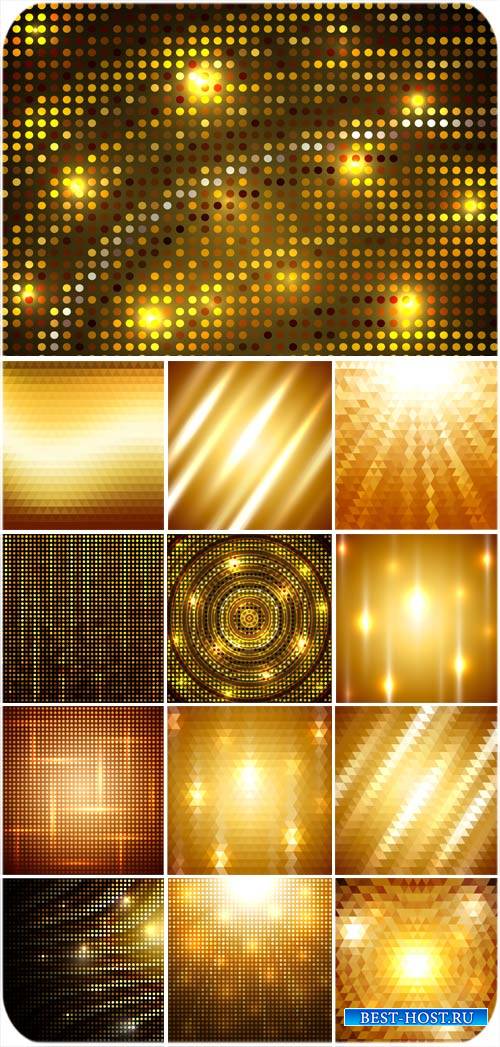 Золотые векторные фоны с ярким сиянием