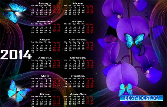 Календарь на 2014 год – Бабочки и орхидеи