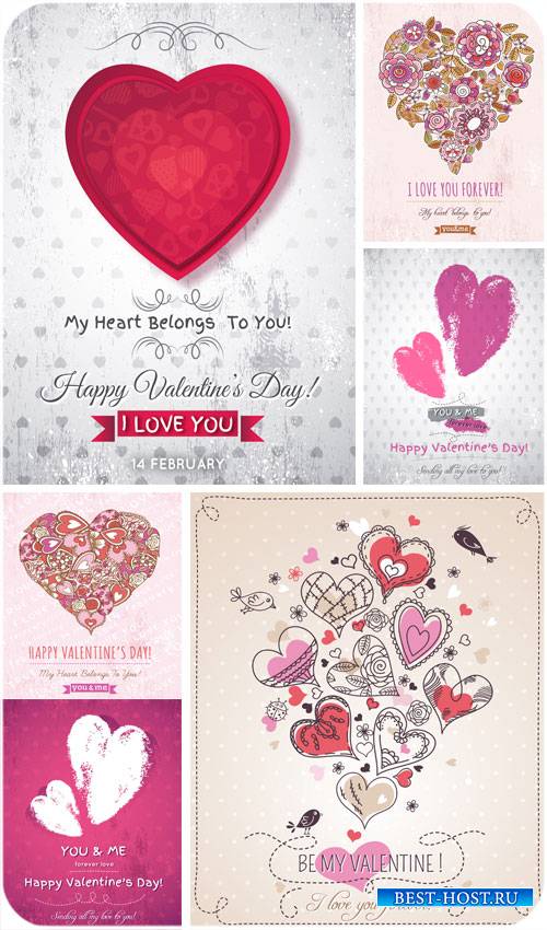 День святого Валентина в векторе, цветочки и сердца