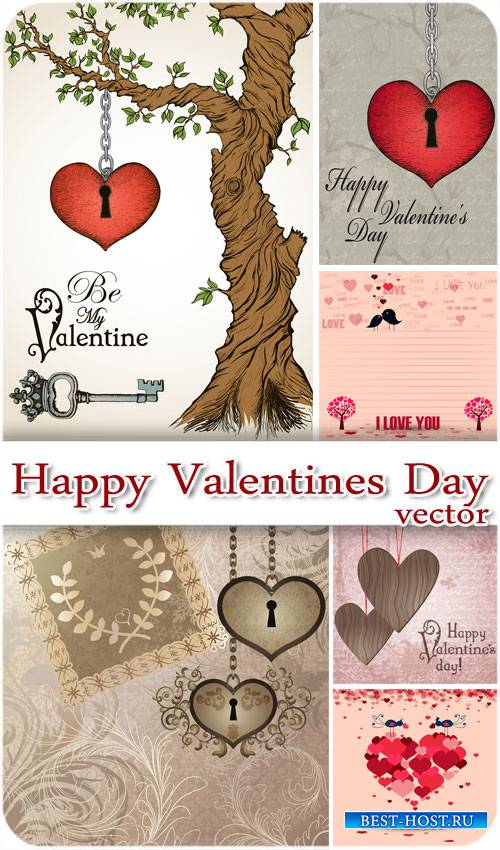 День святого Валентина в векторе, дерево с сердцем в винтажном стиле
