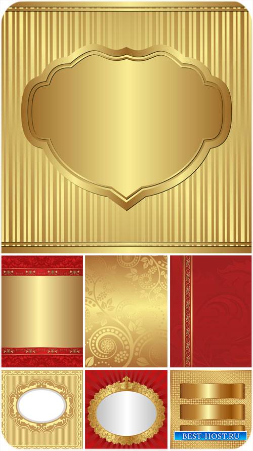 Золотые и красные векторные фоны с узорами