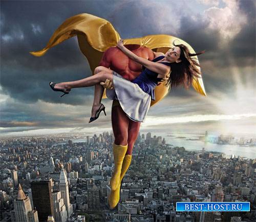 Мужской шаблон - Супер герой спасает девушку