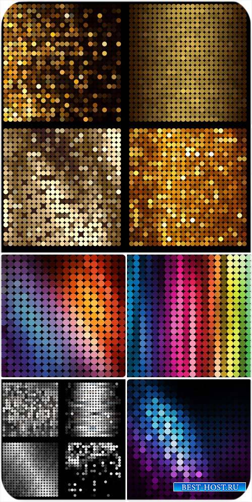 Золотые и разноцветные сверкающие фоны в векторе
