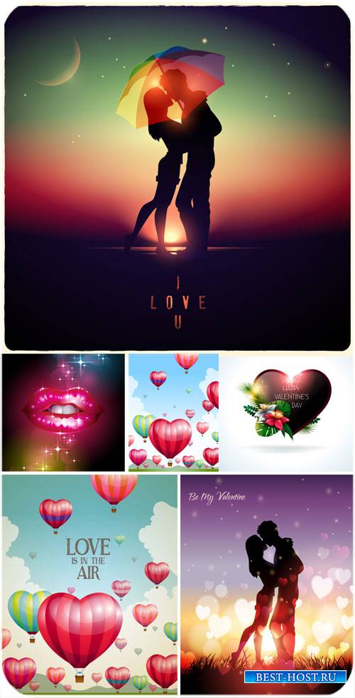 Влюбленная пара , фоны с сердечками,  Валентинов день в векторе