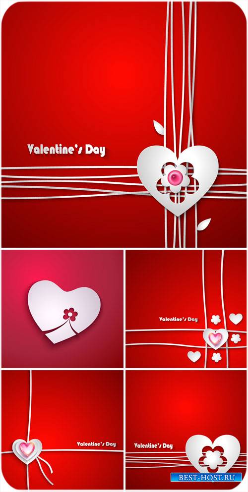 С днем святого Валентина, красные векторные фоны с сердечками