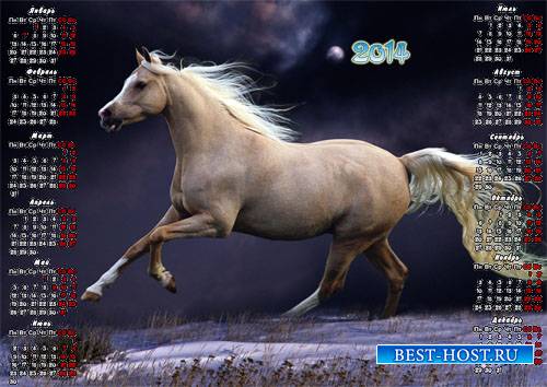 Календарь - Игривая лошадь бежит