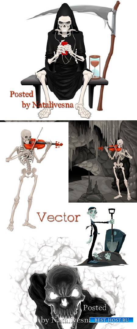 Векторный клипарт – Скелет и смерть с косой