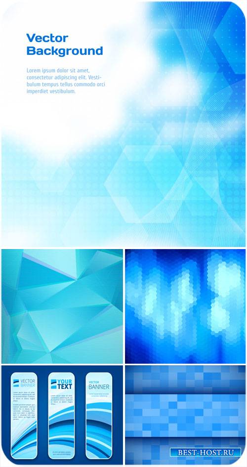 Голубые векторные фоны с абстракцией, баннеры