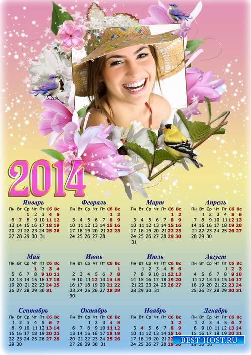 Весенний цветочный календарь с рамкой для фото - Женская красота